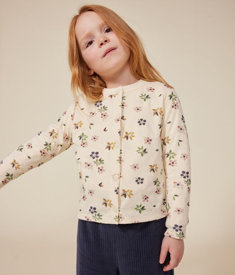 Kinder-Cardigan aus Doppeljersey f&uuml;r M&auml;dchen naturfarben/vielfarbig