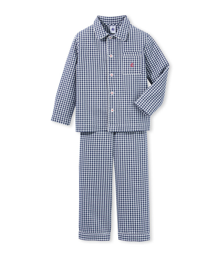 Twill-Pyjama f&uuml;r kleine Jungen blau/weiss
