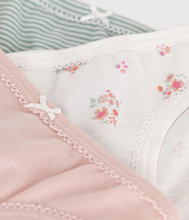 3er-Set Kinderslips aus Baumwolle mit Blumenmotiv vielfarbig
