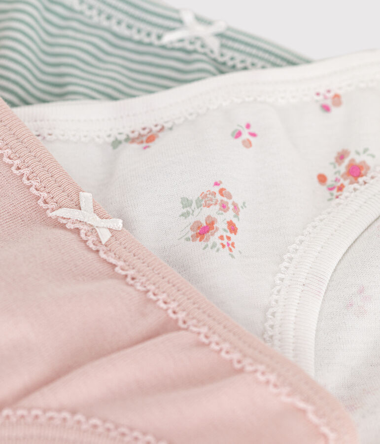 3er-Set Kinderslips aus Baumwolle mit Blumenmotiv vielfarbig
