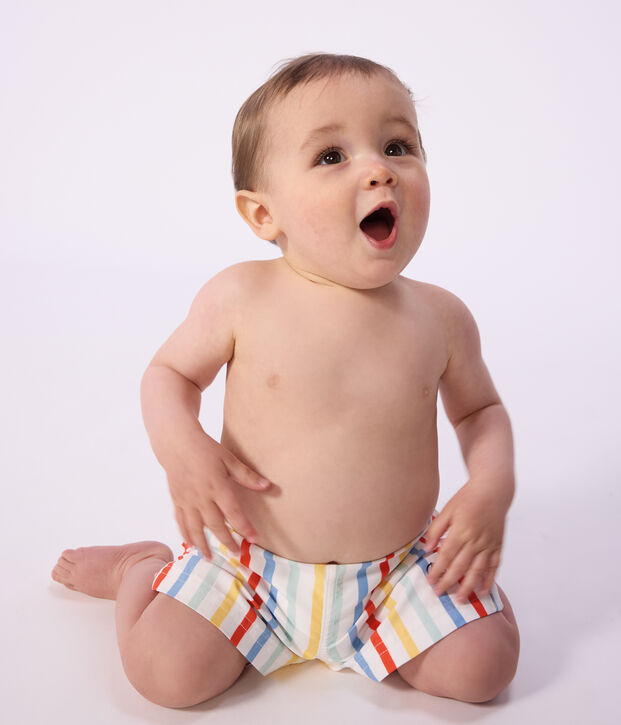 Baby-Badeshorts mit Streifen weiss/vielfarbig