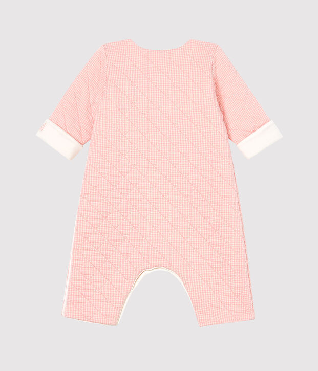 Langer Baby-Overall aus gestepptem Doppeljersey rosa/weiss