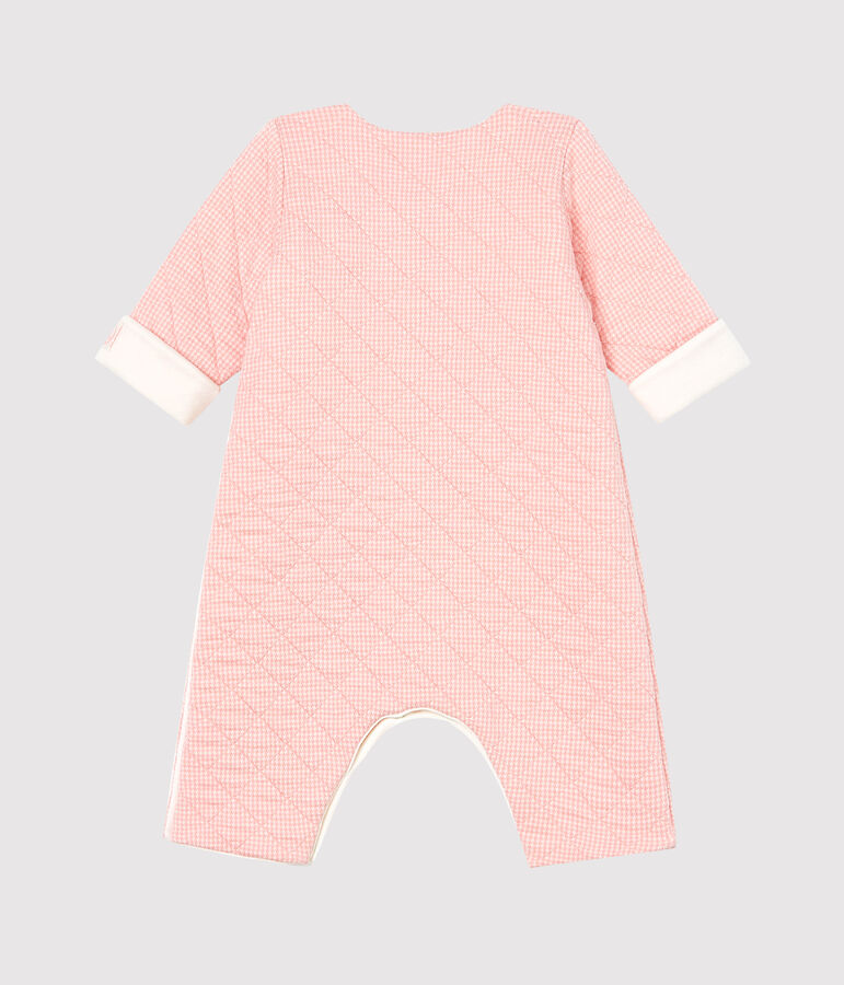 Langer Baby-Overall aus gestepptem Doppeljersey rosa/weiss