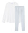 Rippstrick-Pyjama für Mädchen weiss MARSHMALLOW/blau CONTES