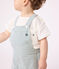 Kurzbeinige Baby-Latzhose aus Baumwolle mit Streifen weiss MARSHMALLOW/blau BRUT