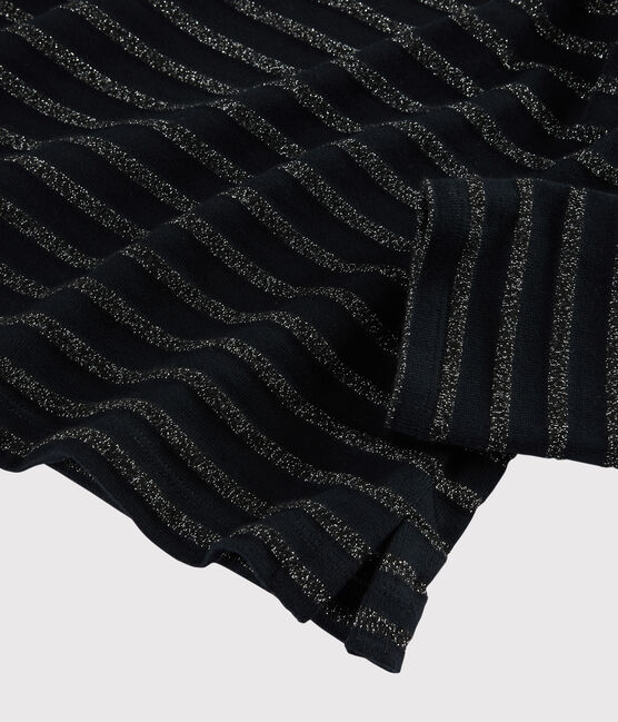 Glänzendes Streifenshirt für Damen schwarz NOIR/ NOIR ARGENT BRILLANT