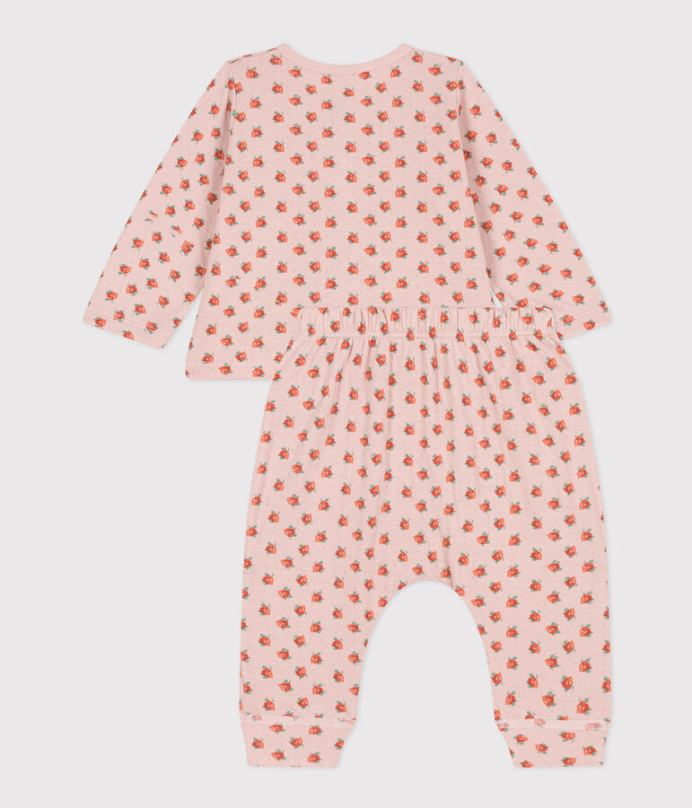 Baby-Set aus bedrucktem Doppeljersey rosa SALINE/weiss MULTICO