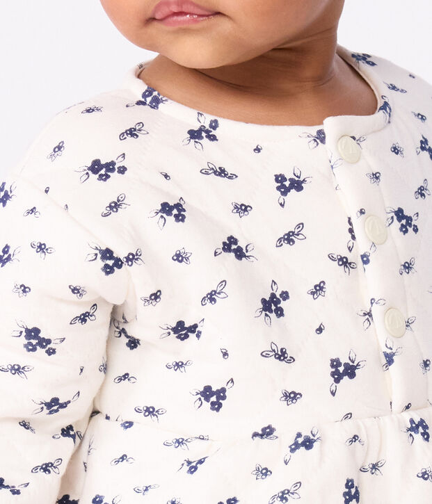Lang&auml;rmeliges Baby-Kleid aus Baumwolle mit Blumenmuster blau/blau