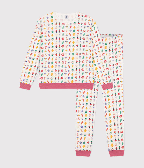 Pyjama aus Baumwolle mit Weihnachtsmotiven weiss MARSHMALLOW/weiss MULTICO