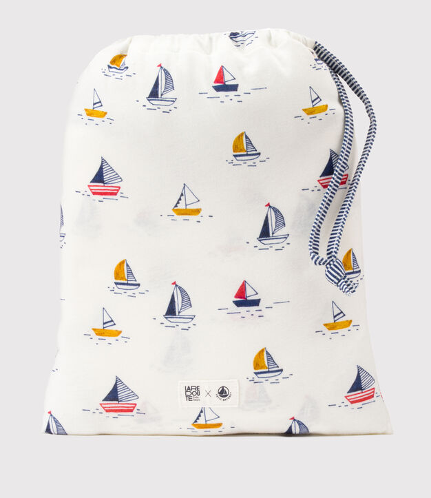 Baby-Badecape und Waschlappen mit Segelbooten weiss/blau/vielfarbig