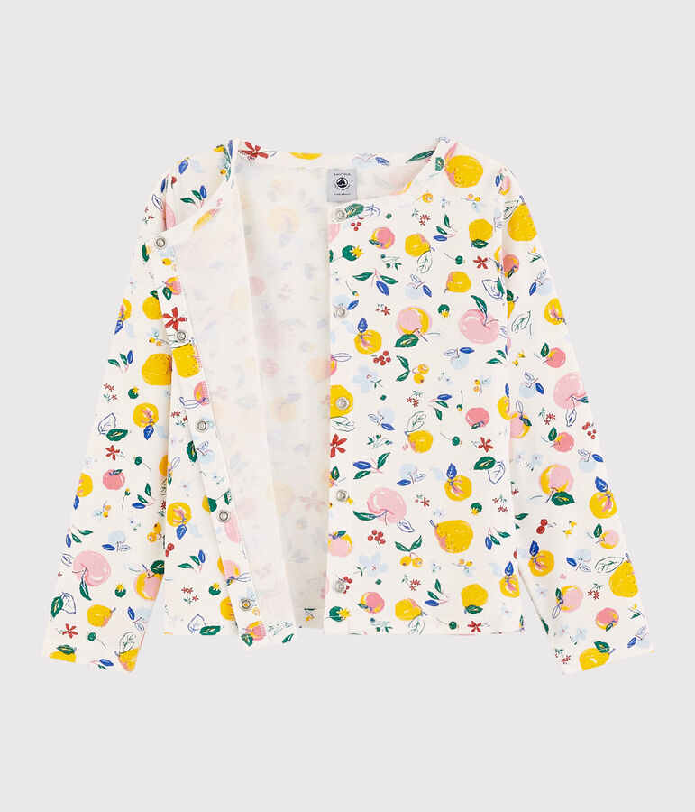 Kinder-Cardigan aus Baumwolle f&uuml;r M&auml;dchen weiss/vielfarbig