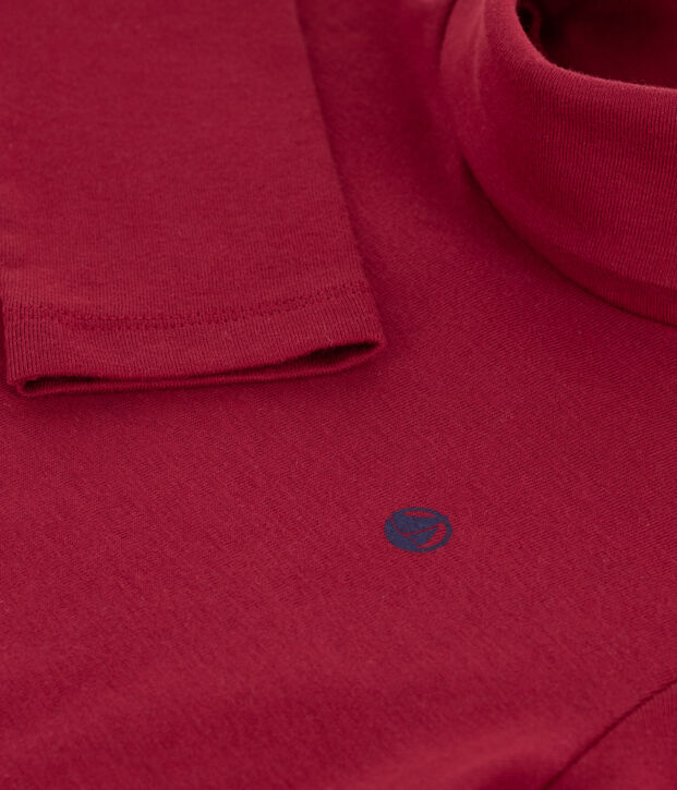 Kinder-Rollkragenshirt aus einfarbiger Baumwolle rot