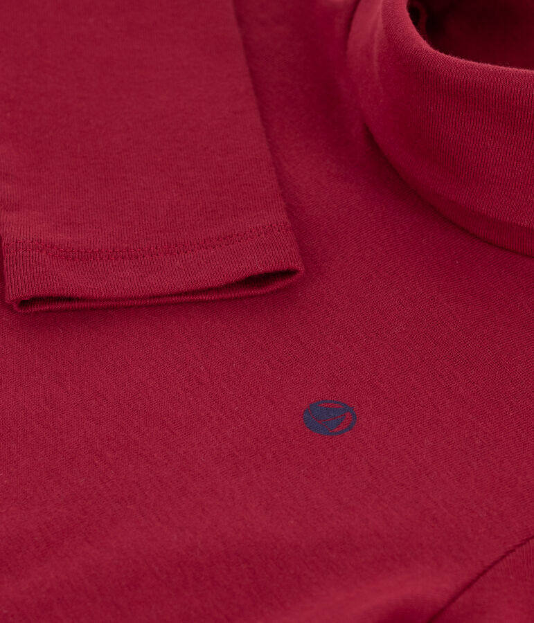 Kinder-Rollkragenshirt aus einfarbiger Baumwolle rot