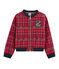 Collegejacke aus Tartanstrick Mädchen rot TERKUIT/weiss MULTICO
