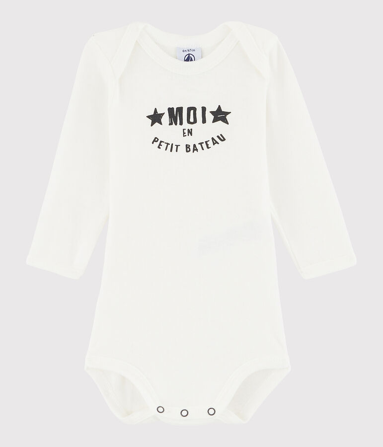 Lang&auml;rmeliger Baby-Body M&auml;dchen/Jungen weiss MARSHMALLOW