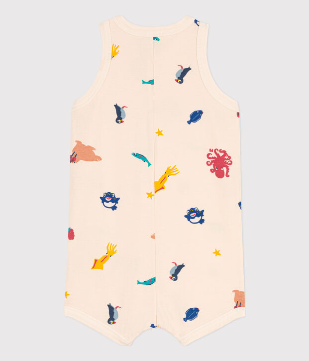 Baby-Kurzoverall aus bedrucktem Jersey naturfarben/vielfarbig