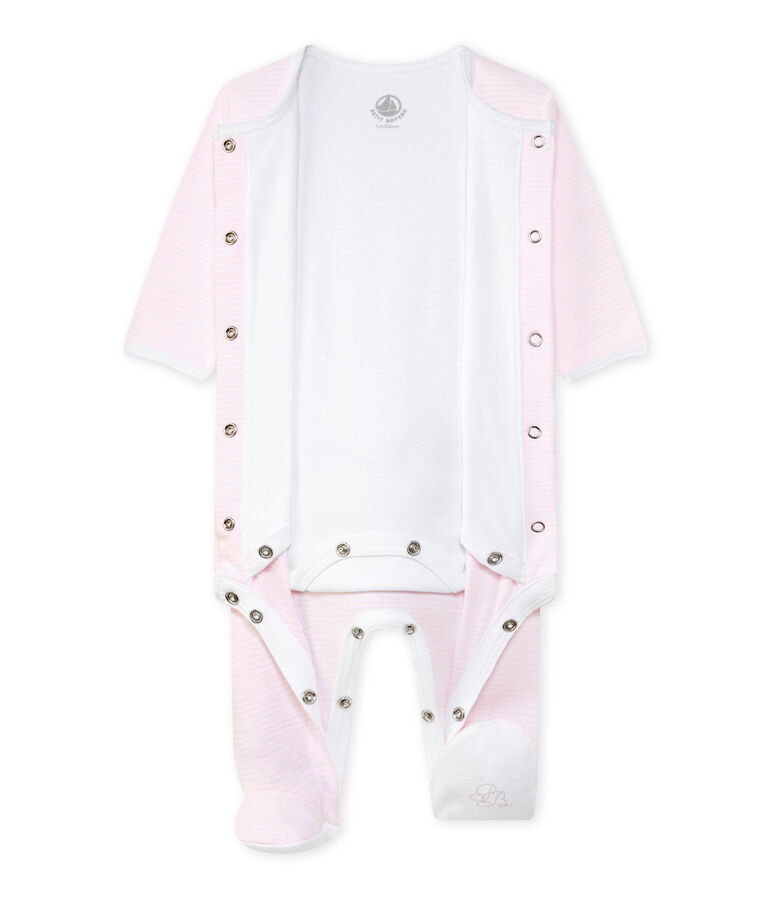 Unisex-Baby-Body und Schlafanzug in einem rosa VIENNE/weiss ECUME