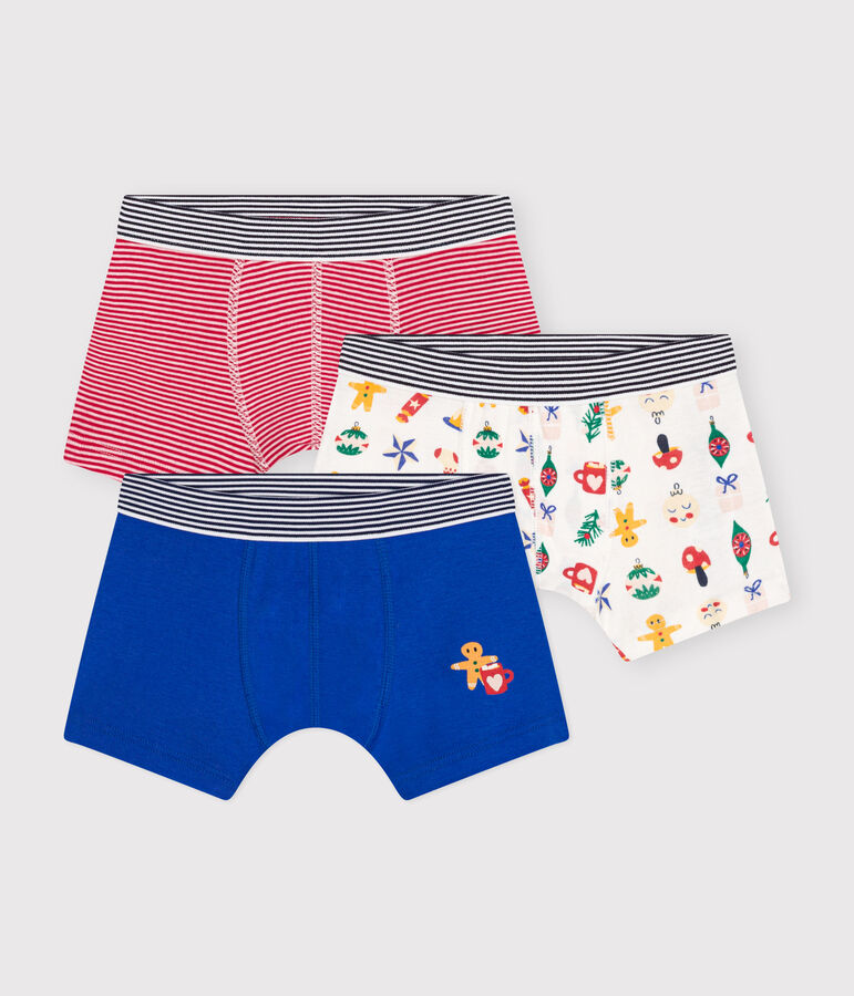 3er-Set Kinder-Boxershorts aus Baumwolle mit Weihnachts-Motiven vielfarbig