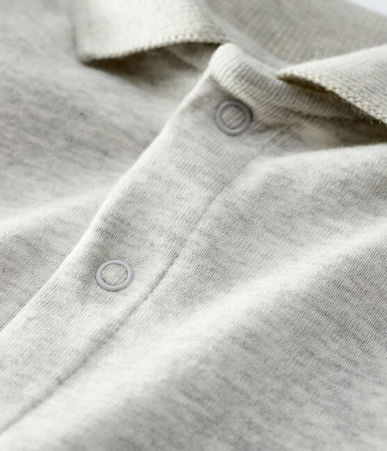 Langärmliger Baby-Body mit Polokragen grau BELUGA CHINE