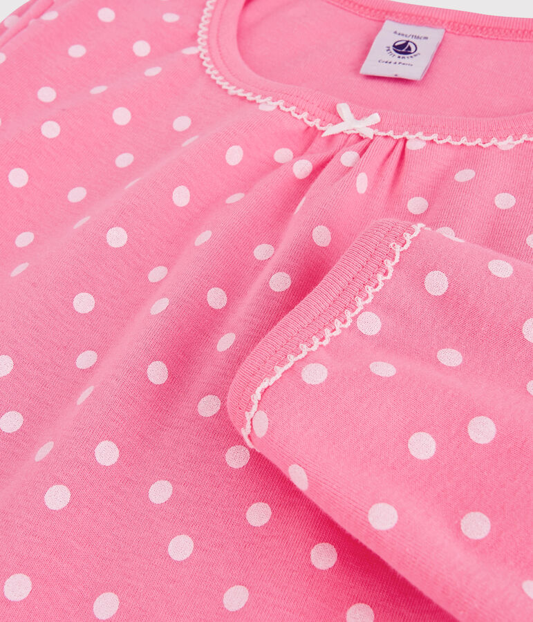 Nachthemd aus Baumwolle mit Volant-Besatz f&uuml;r M&auml;dchen rosa/weiss