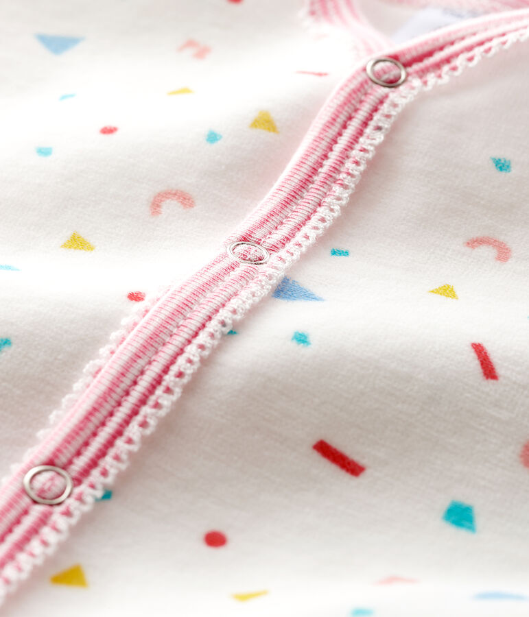 Baby-Strampler aus Nicki mit Konfetti-Druck f&uuml;r M&auml;dchen weiss/vielfarbig
