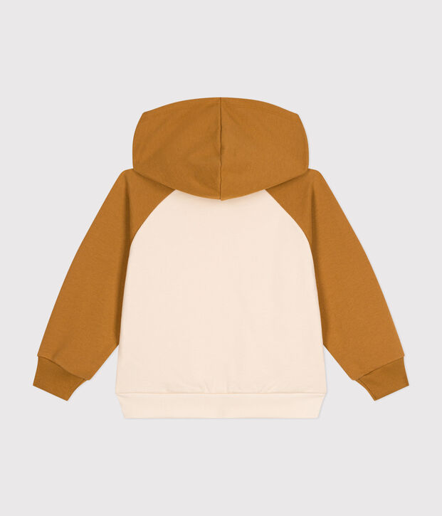 Kinder-Sweatshirt mit Kapuze aus Molton f&uuml;r Jungen naturfarben/braun