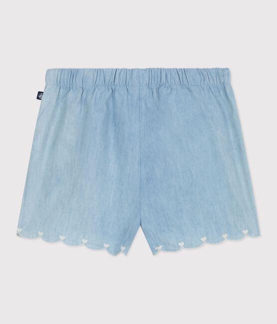 Baby-Shorts aus besticktem Chambray blau BLEU CLAIR