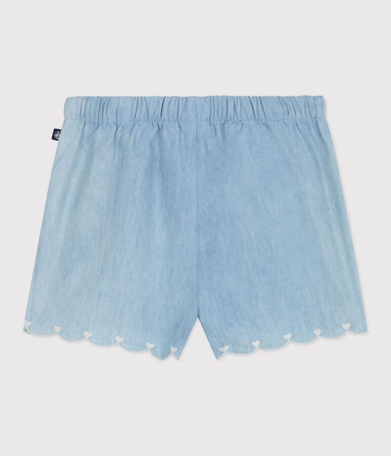 Baby-Shorts aus besticktem Chambray blau