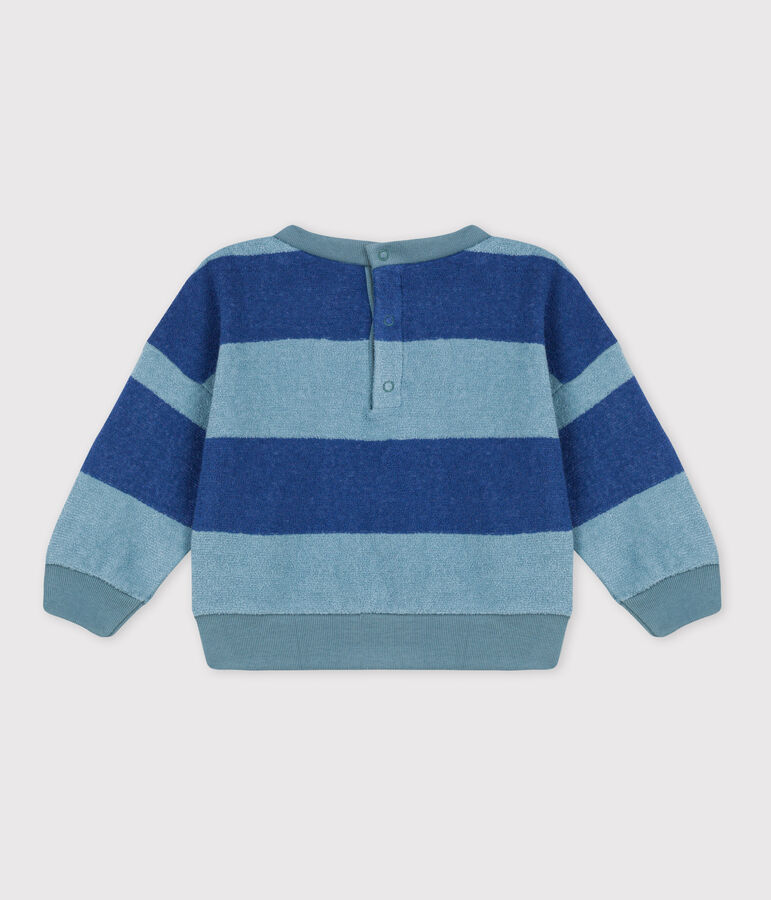 Gestreiftes Baby-Sweatshirt aus Frottee blau/blau