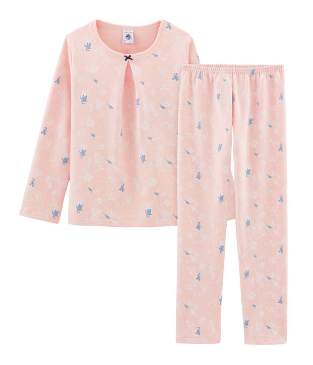 Rosa Pyjama mit Pinguin-Muster aus Doubleface-Jersey f&uuml;r kleine M&auml;dchen rosa/vielfarbig