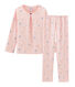 Rosa Pyjama mit Pinguin-Muster aus Doubleface-Jersey für kleine Mädchen
