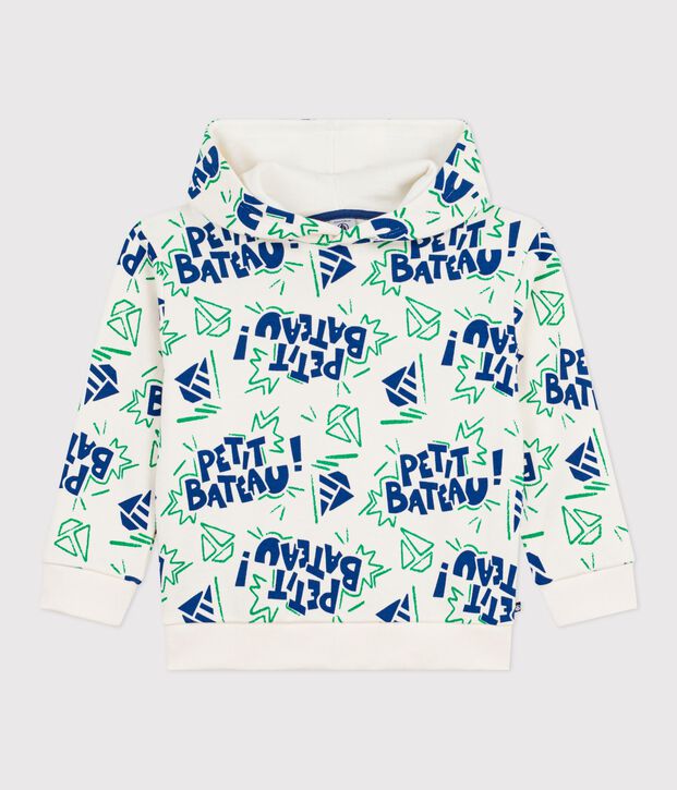 Kinder-Kapuzensweatshirt aus gemusterter Baumwolle naturfarben/vielfarbig