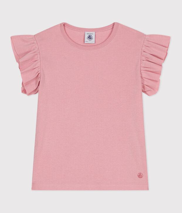 Kurz&auml;rmeliges Kinder-T-Shirt aus einfarbiger Baumwolle rosa
