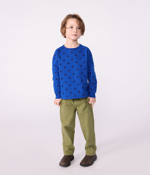 Lang&auml;rmeliges Kinder-T-Shirt aus bedruckter Baumwolle blau/blau