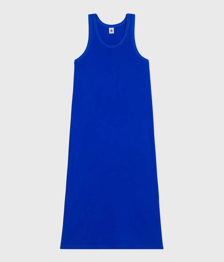Damen Tanktop-Kleid in Midil&auml;nge aus Baumwolle blau