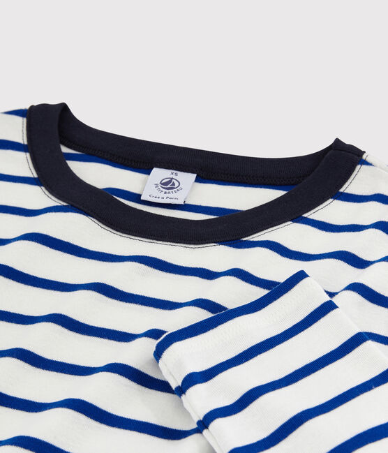 Damen-T-Shirt aus Baumwolle mit Rundhalsausschnitt weiss MARSHMALLOW/blau SURF