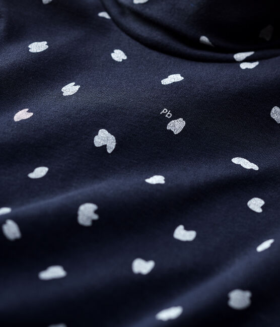 Kinder-Unterziehpullover aus Baumwolle für Mädchen blau SMOKING/weiss MULTICO
