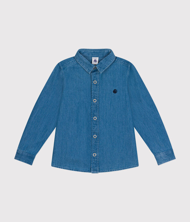 Kinderhemd aus leichtem Denim f&uuml;r Jungen blau