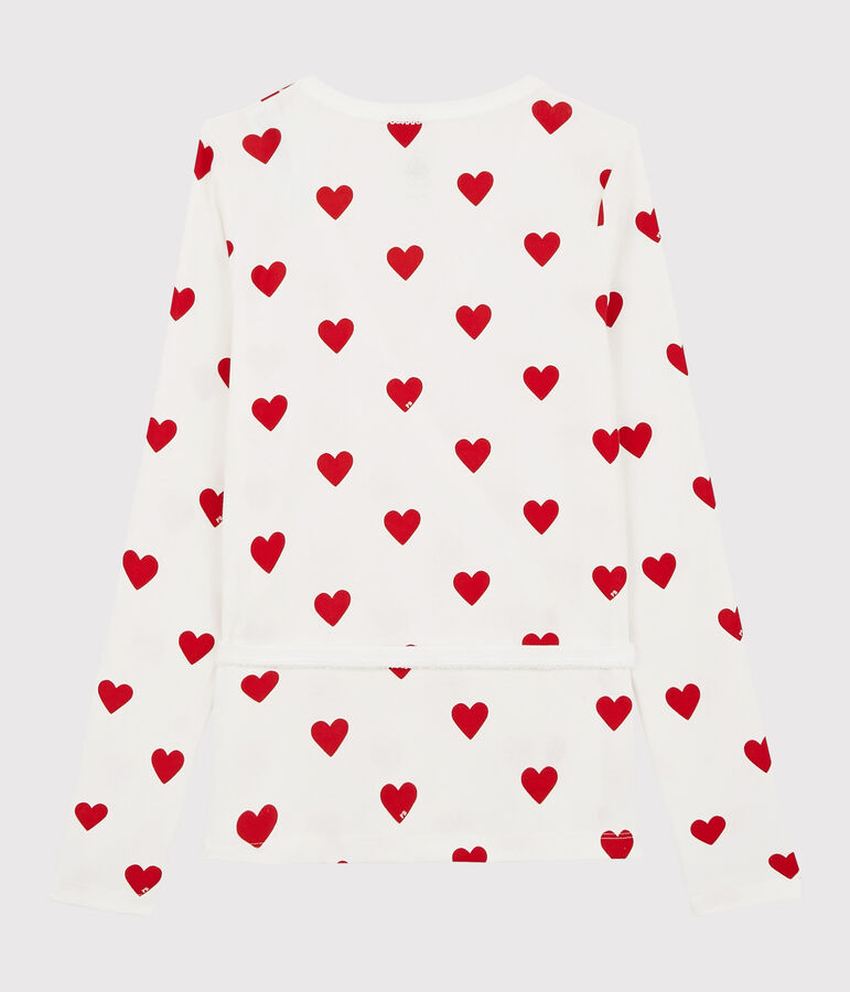 Damen-Cardigan in Wickelform aus Baumwolle weiss/rot