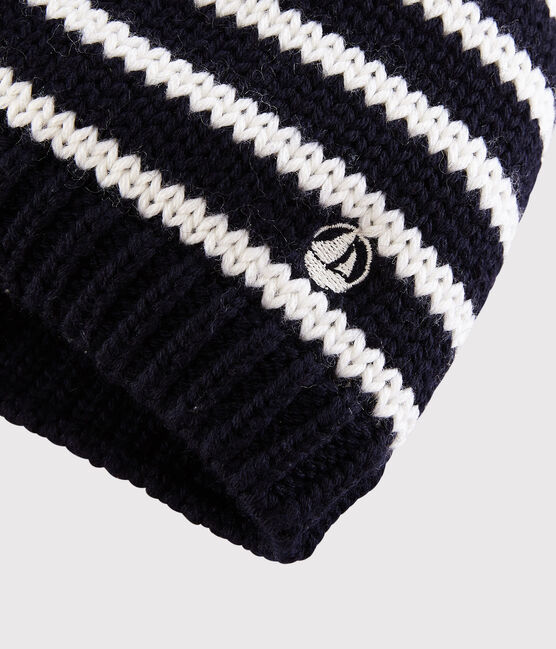KIndermütze Mädchen/Jungen blau SMOKING/weiss MARSHMALLOW