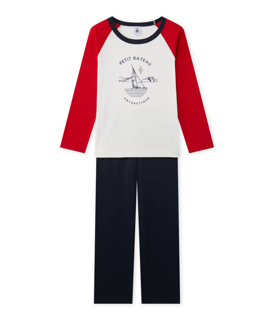 Bedruckter Jungen-Schlafanzug blau SMOKING/weiss LAIT/ FROUFROU