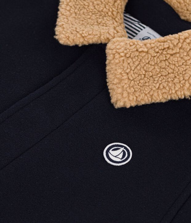 Kinderjacke im Caban-Stil aus einfarbiger Schurwolle SMOKING
