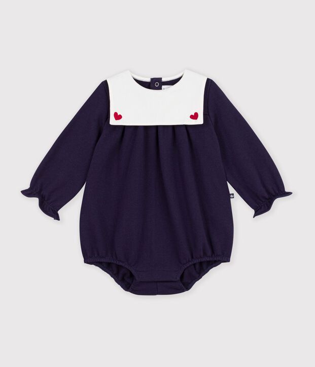 Baby-Kurzoverall aus einfarbiger Baumwolle mit Kragen SOIR