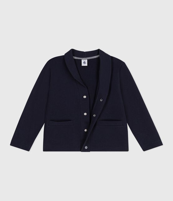 Kinder-Cardigan aus einfarbiger Baumwolle blau SMOKING