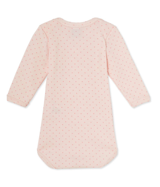 Langärmeliger Baby-Mädchen-Body aus Wolle/Baumwolle rosa VIENNE/rosa GRETEL