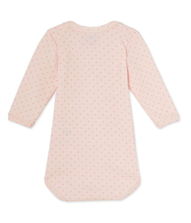 Lang&auml;rmeliger Baby-M&auml;dchen-Body aus Wolle/Baumwolle rosa/rosa