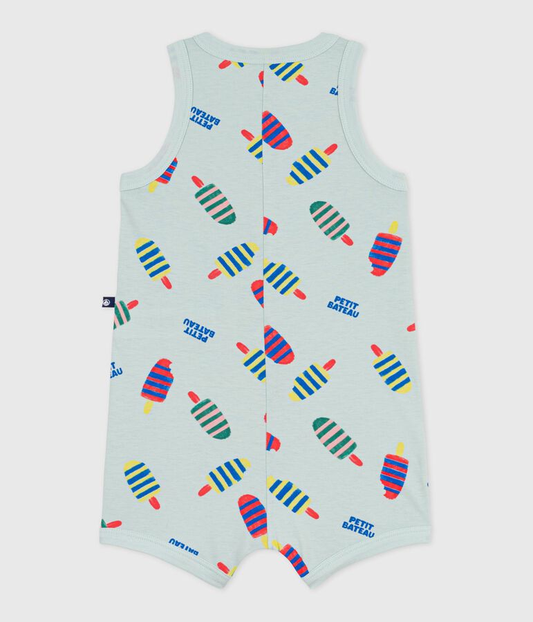Baby-Kurzoverall aus Baumwolle mit Eismotiv blau/vielfarbig