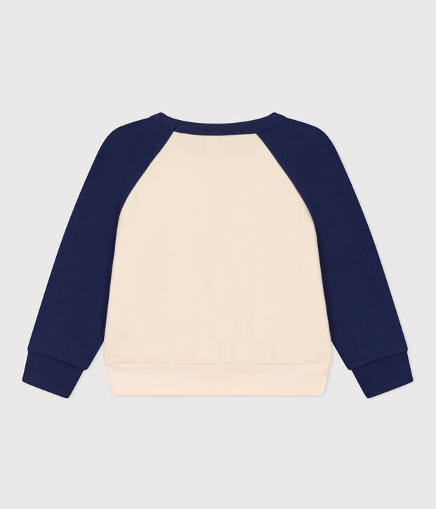 Kinder-Sweatshirt aus Molton blau/naturfarben