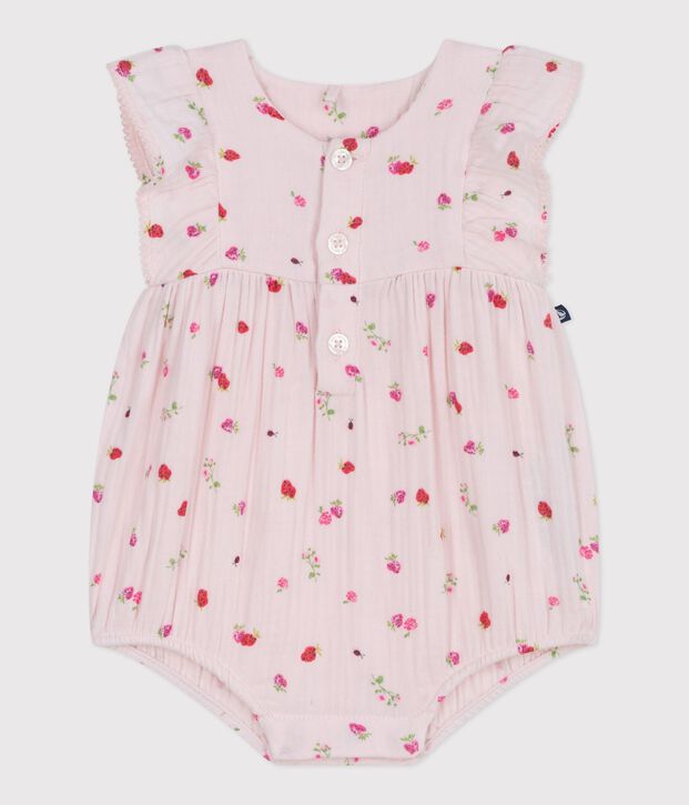 Baby-Overall aus Musselin-Stoff mit Blumenmuster rosa/vielfarbig