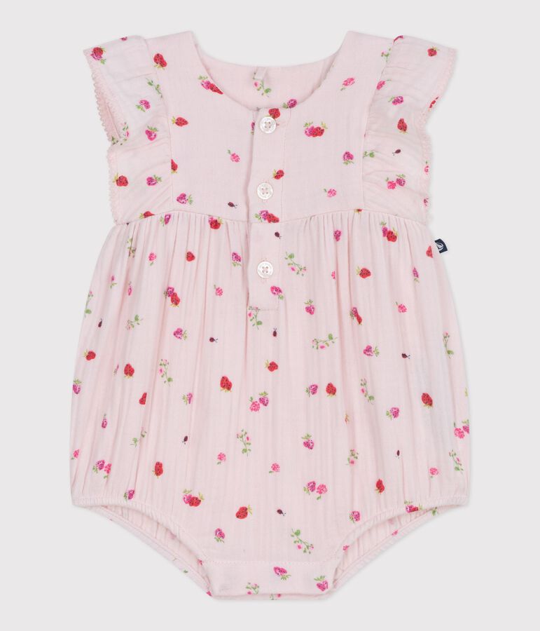 Baby-Overall aus Musselin-Stoff mit Blumenmuster rosa/vielfarbig